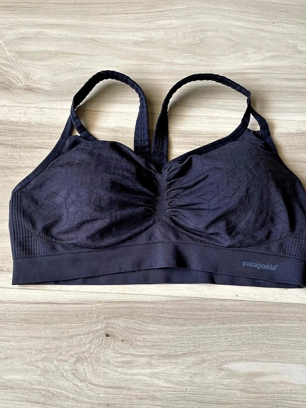 Patagonia Stratocaster Bra Black Sports Bra Athletic Size M